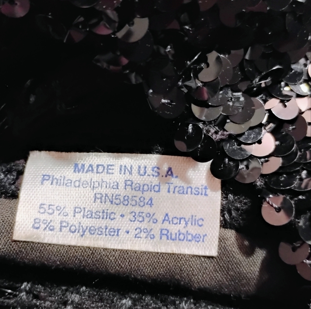 Black Sequin Beret Fitted Small Sparkle - Picture 6 of 8